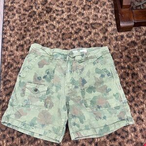 Anthropologie Olive Green Camo Utility Shorts